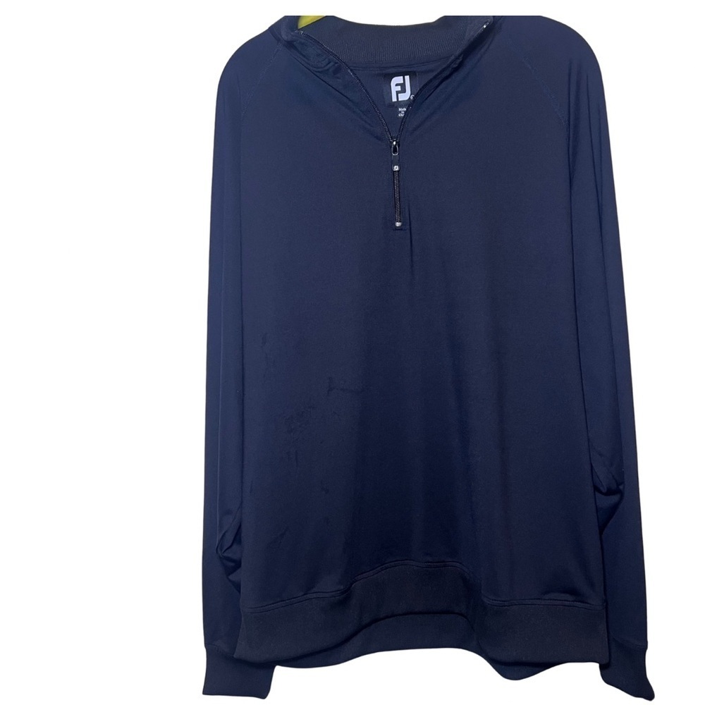 FootJoy FJ Mens Size Large 1/4 Zip Pullover Long Sleeve Spandex Nylon Black EUC